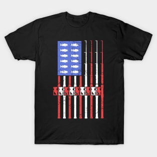 Bass Fishing American Flag T-Shirt